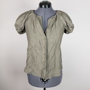 Banana Republic buttondown blouse puff sleeve